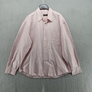 Corneliani Shirt Mens XXL 34.75 Sleaves Pink Gray Multistripe Oxford Woven Italy